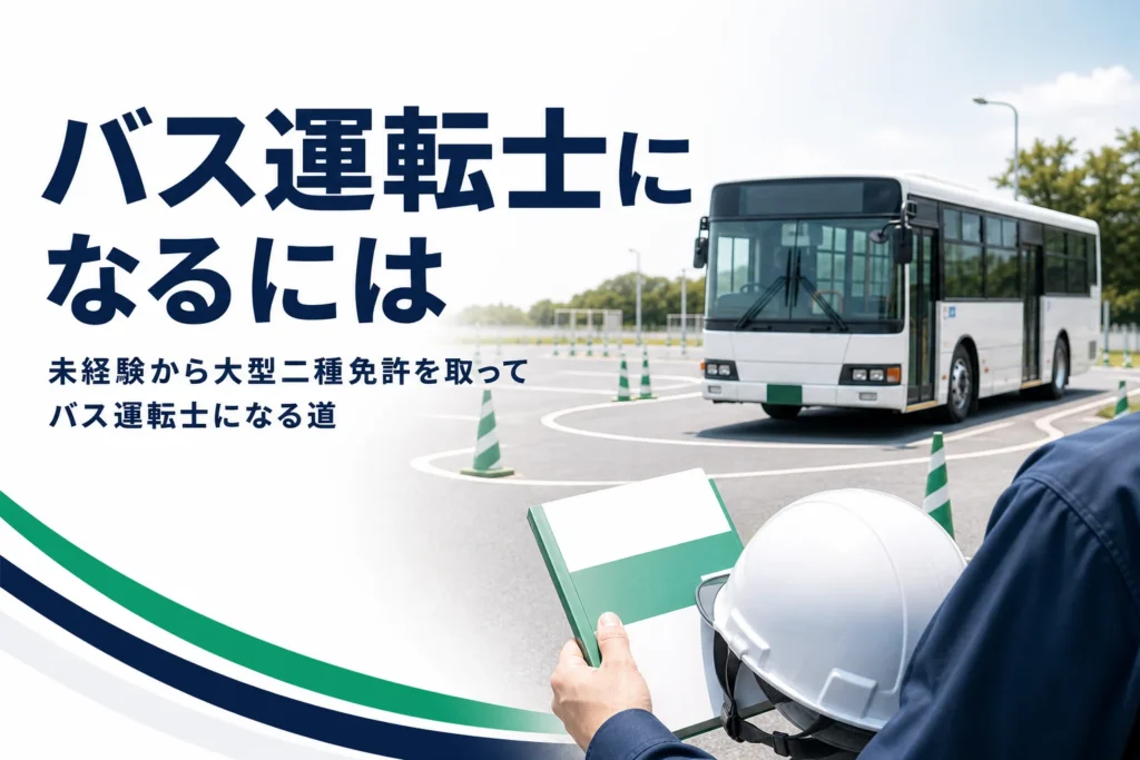 バス運転士になるには、未経験から大型二種免許を取る道を解説する記事のアイキャッチ