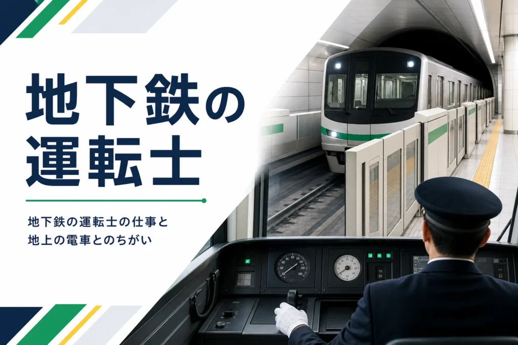 地下鉄の運転士の仕事と、地上の電車とのちがい・目指し方を解説する記事のアイキャッチ