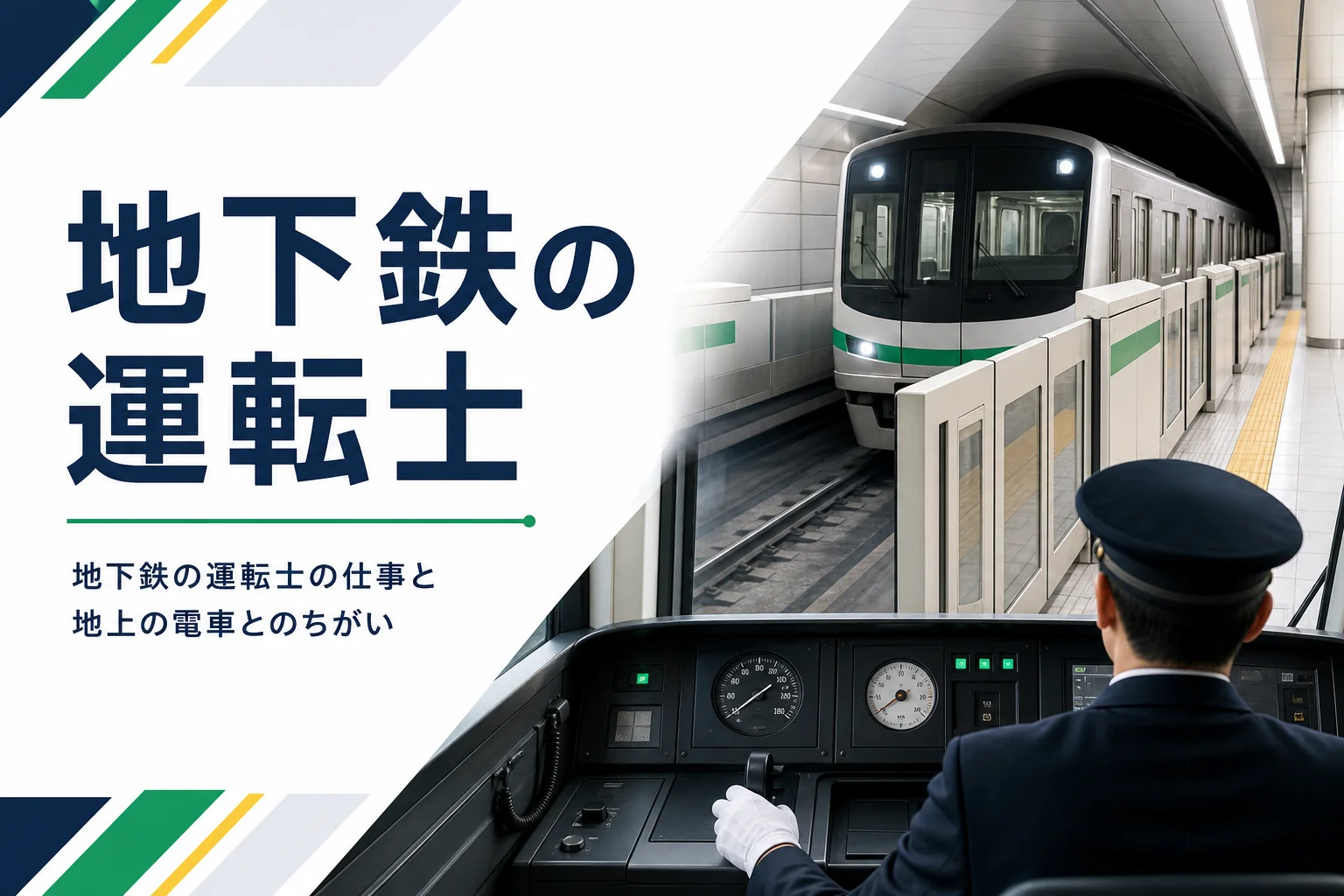 地下鉄の運転士の仕事と、地上の電車とのちがい・目指し方を解説する記事のアイキャッチ