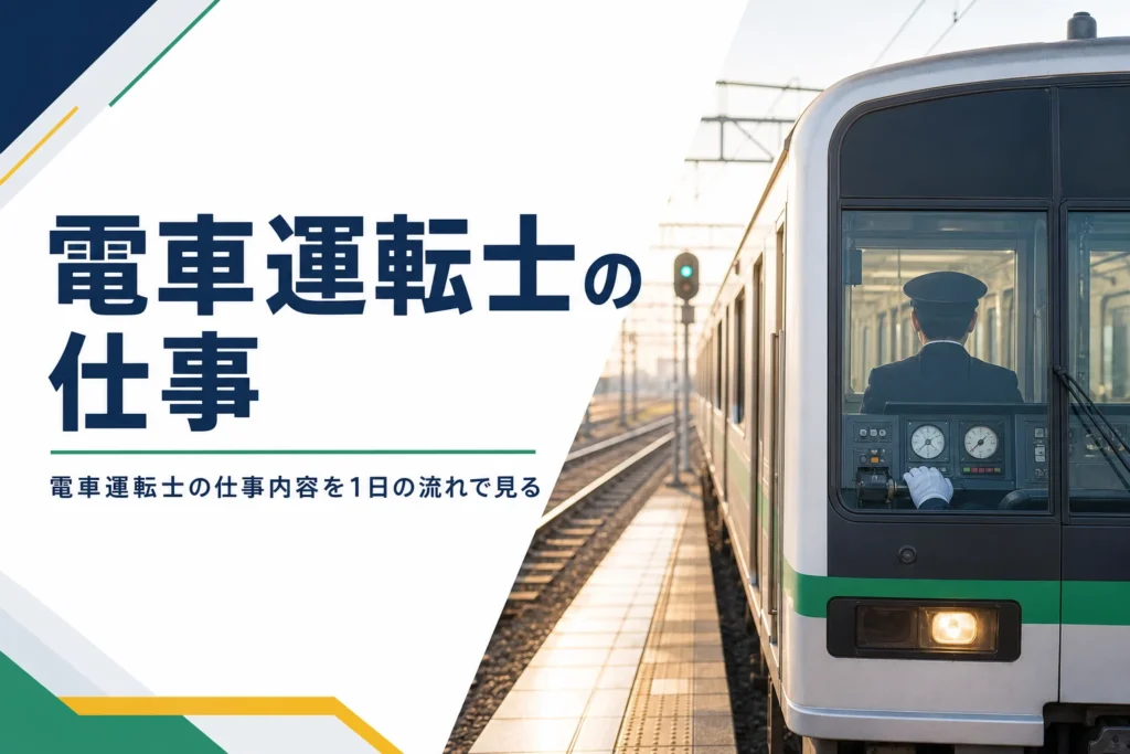電車運転士の仕事内容を、1日の流れと乗務の中身で解説する記事のアイキャッチ