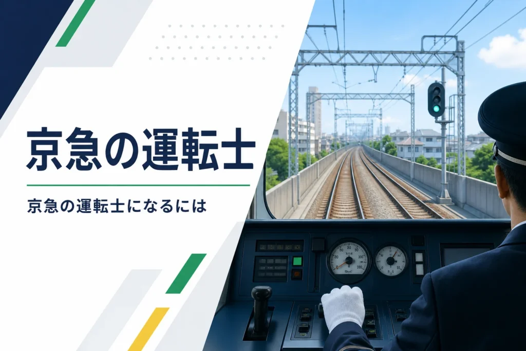 京浜急行電鉄の運転士になるための採用区分と、車掌登用試験から運転士までの流れを解説する記事のアイキャッチ