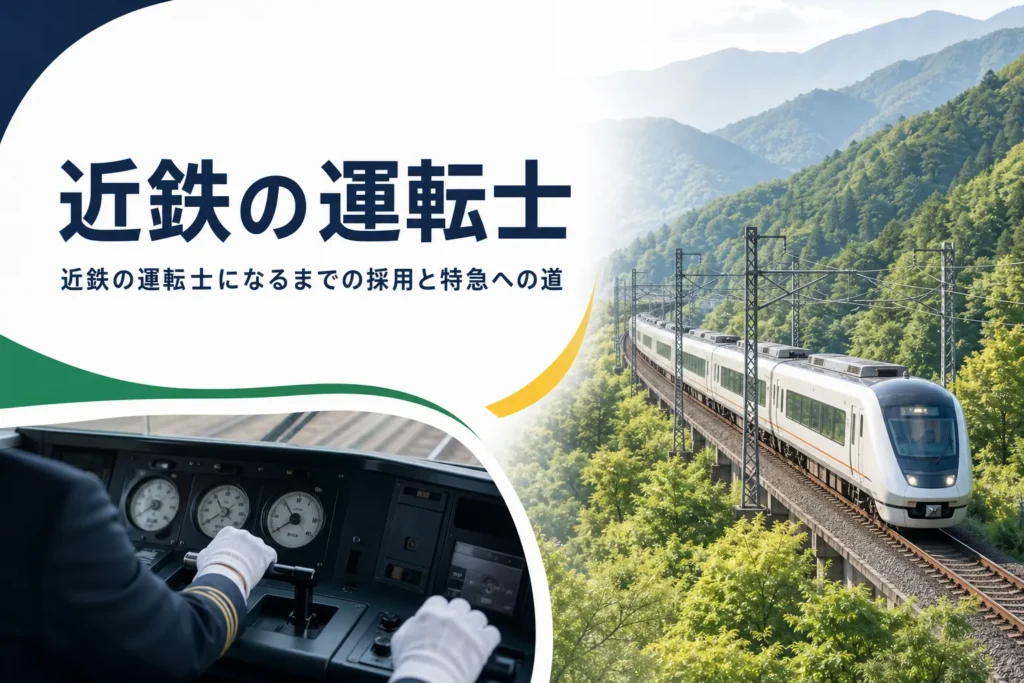 近鉄の運転士になるための採用の流れと特急の運転、女性運転士を解説する記事のアイキャッチ