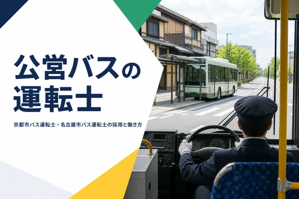 京都市バスや名古屋市バスなど公営バスの運転士の採用と働き方を解説する記事のアイキャッチ