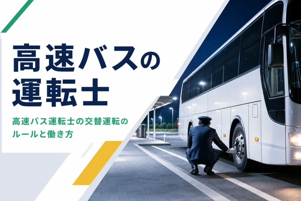 高速バス・夜行バスの運転士の交替運転のルールと働き方を解説する記事のアイキャッチ