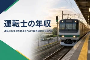 運転士の年収・給料を、鉄道とバスで国の統計をもとに比べる記事のアイキャッチ