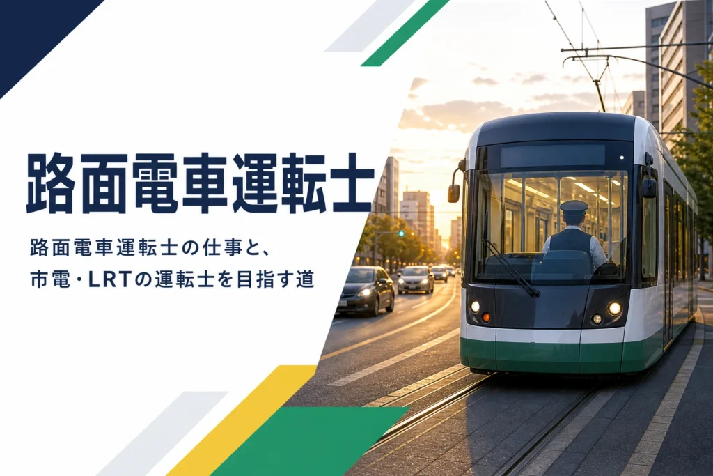 路面電車運転士の仕事と、市電やLRTの運転士を目指す道を解説する記事のアイキャッチ