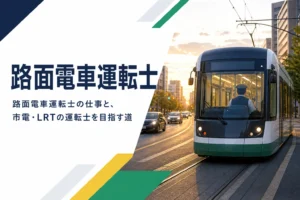 路面電車運転士の仕事と、市電やLRTの運転士を目指す道を解説する記事のアイキャッチ