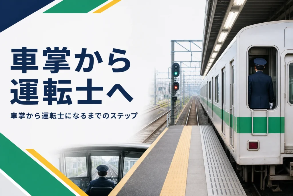 車掌から運転士になるまでのステップを解説する記事のアイキャッチ